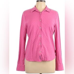 Ralph Lauren Pink Long-Sleeve Button-Down Shirt with Blue Dot Print